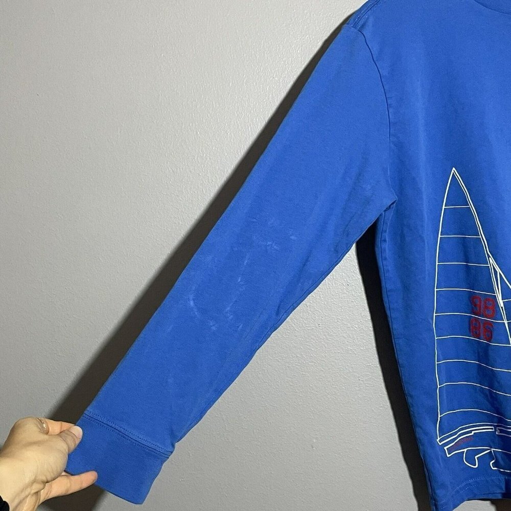 Vineyard Vines Sailing Boat TShirt Kid Boy Girl Size L 16/18 Long Sleeve Blue - Picture 6 of 10
